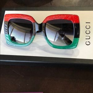 Gucci acetate red and green sunglasses